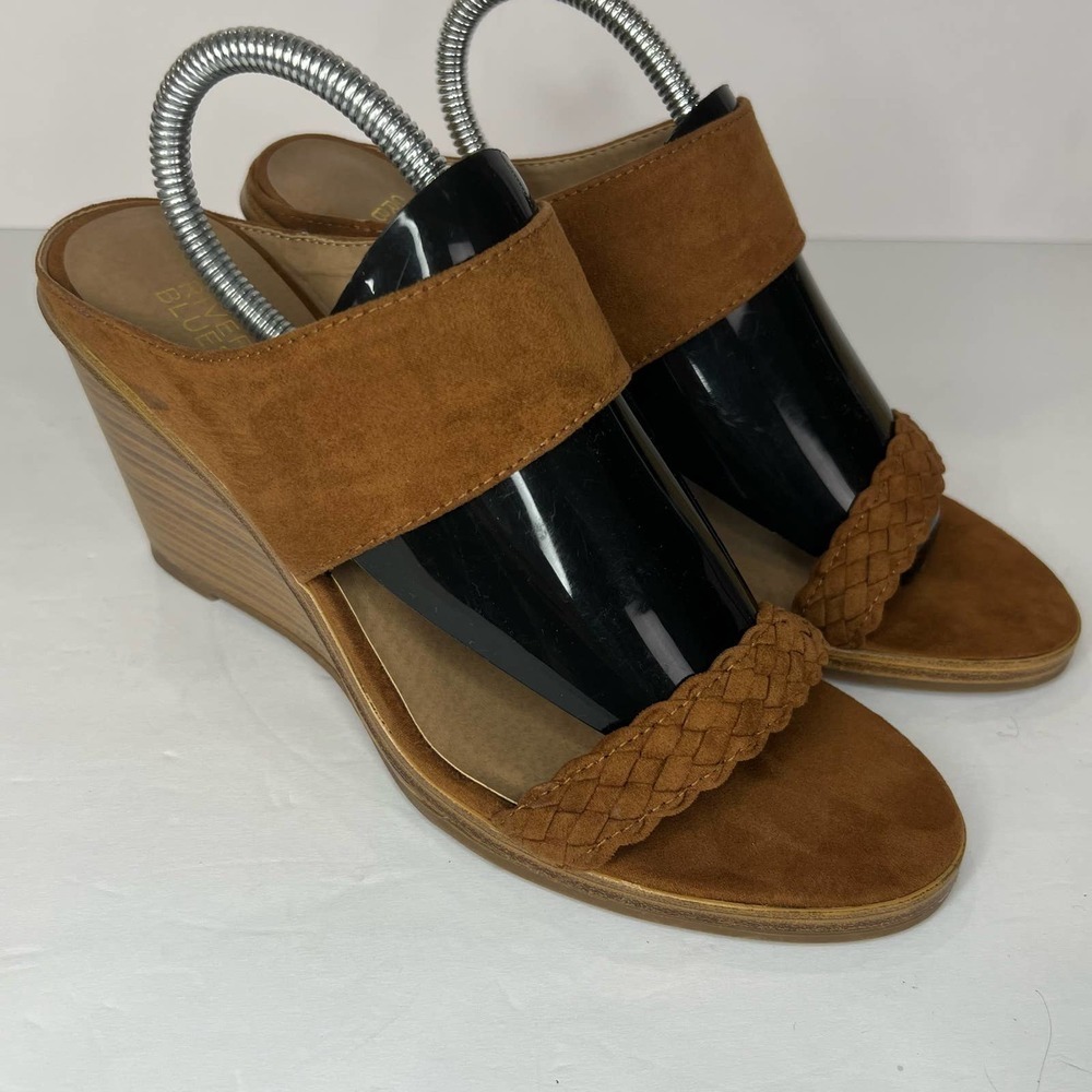 Canyon River Blues "Trish" Brown Wedge Open Toe Sandals Slip on Shoes Size 9.5